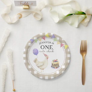 Assiettes En Carton Anniversaire de poulet aquarelle 1 an