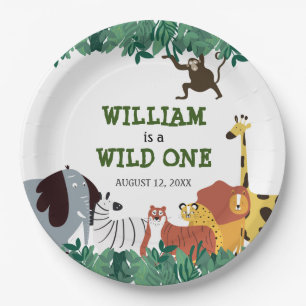 Assiettes En Carton Anniversaire de premier âge Wild One Safari Jungle