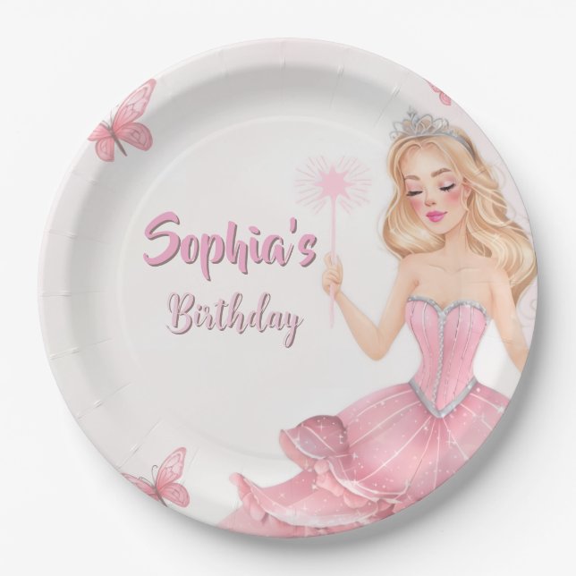 Assiettes En Carton Anniversaire de princesse (Devant)