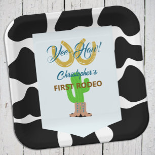 Assiettes En Carton Anniversaire de Rodéo de Cowboy Occidental