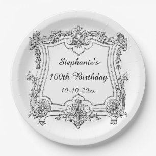 Assiettes En Carton Anniversaire de rouleau français vintage 100th