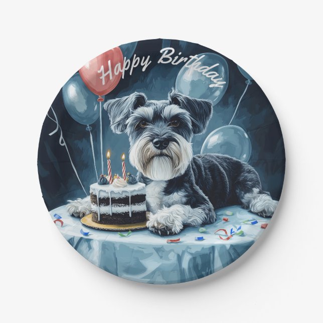 Assiettes En Carton Anniversaire de Schnauzer (Devant)