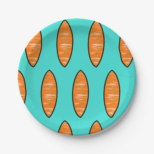 Assiettes En Carton Anniversaire de surf (Devant)