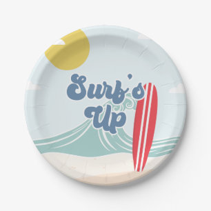Assiettes En Carton Anniversaire de Surfs Up Beach