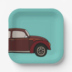 Assiettes En Carton Anniversaire de voiture classique antique