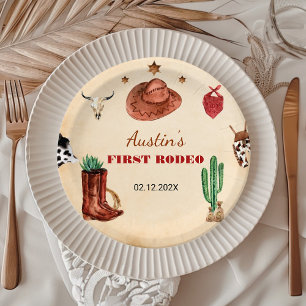 Assiettes En Carton Anniversaire de Western Rodeo Cowboy