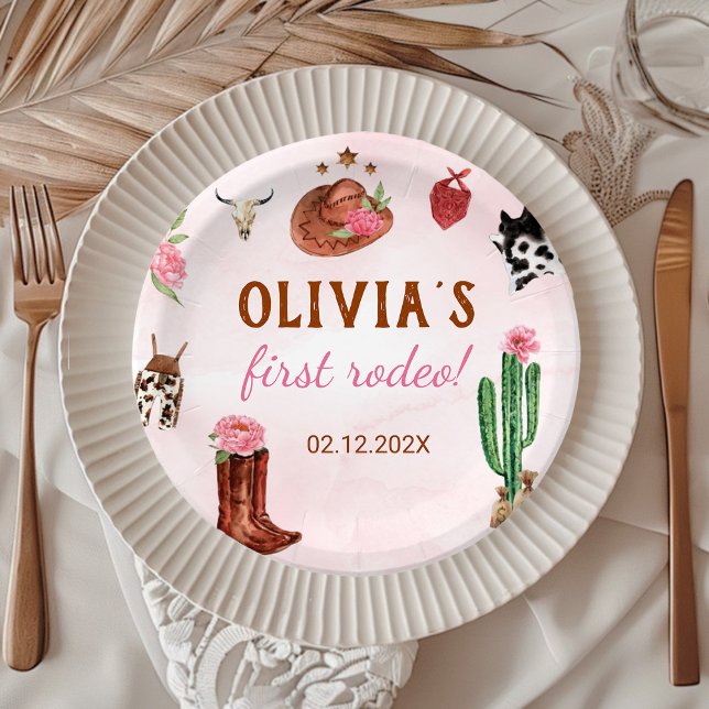 Assiettes En Carton Anniversaire de Western Rodeo Cowgirl (Créateur téléchargé)