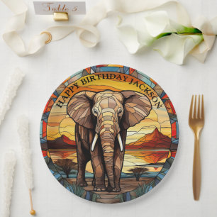 Assiettes En Carton Anniversaire des éléphants africains