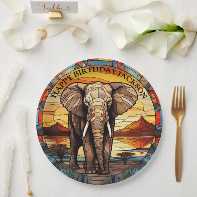 Assiettes En Carton Anniversaire des éléphants africains (Mariage)