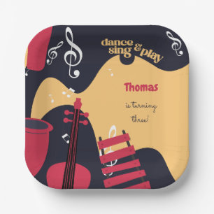 Assiettes En Carton Anniversaire des enfants danse chante et joue