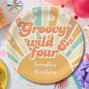 Assiettes En Carton Anniversaire des enfants groovy sauvage et quatre