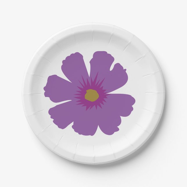 Assiettes En Carton Anniversaire des fleurs violettes (Devant)