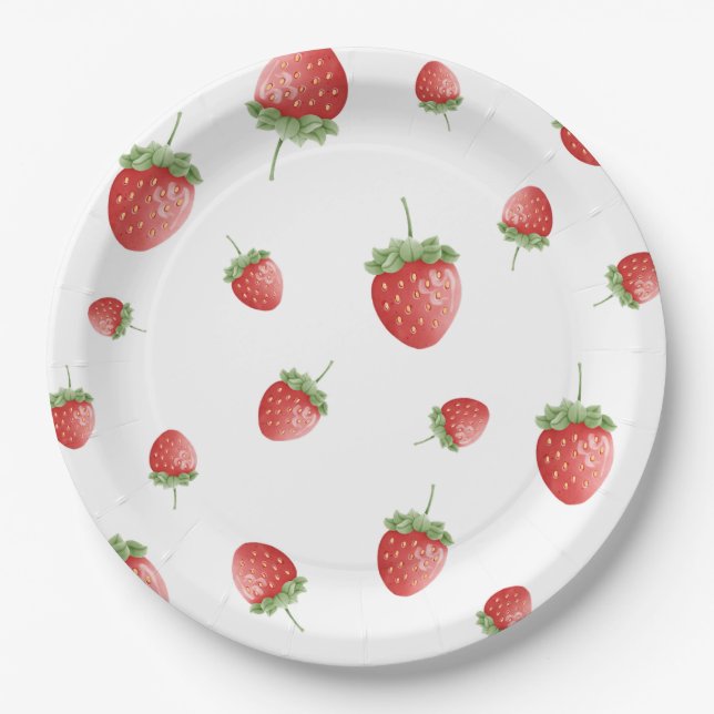 Assiettes En Carton Anniversaire des fraises (Devant)