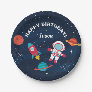 Assiettes En Carton Anniversaire des fusées spatiales de l'astronaute