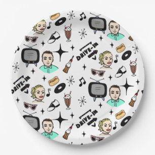 Assiettes En Carton Anniversaire des graphismes rétros des années 1950