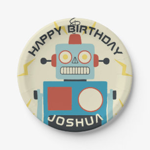 Assiettes En Carton Anniversaire des robots de jouets