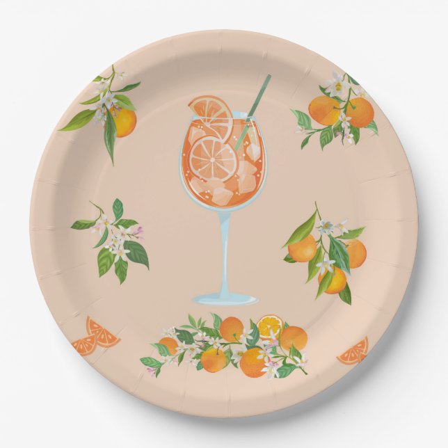 Assiettes En Carton Anniversaire d'été Spritz (Devant)