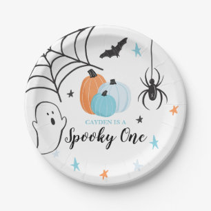 Assiettes En Carton Anniversaire d'Halloween effrayant Un Bleu Citroui