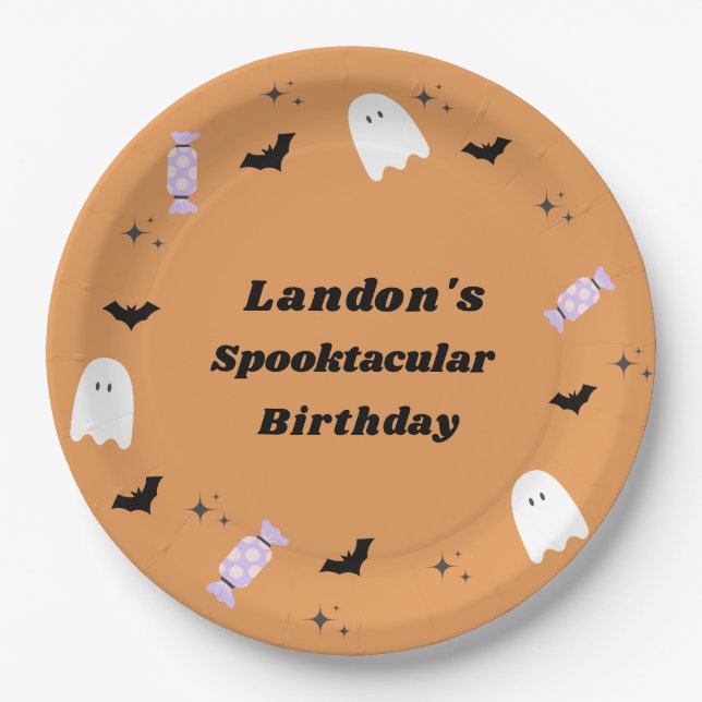 Assiettes En Carton Anniversaire d'Halloween Spooktacular (Devant)