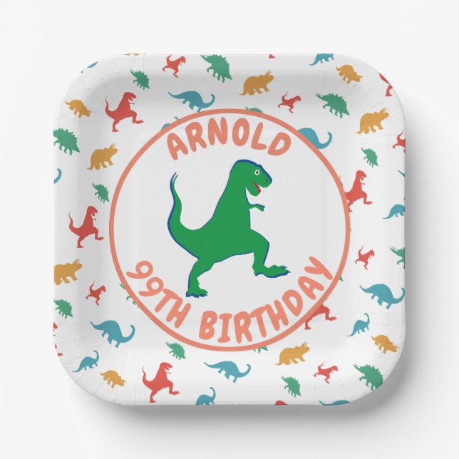 Assiettes En Carton Anniversaire Dinosaur T Rex Enfants Jurassique Pré (Recto)