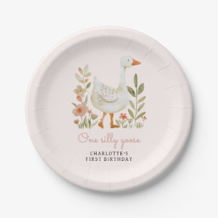 Assiettes En Carton Anniversaire d'Oie sotte rose