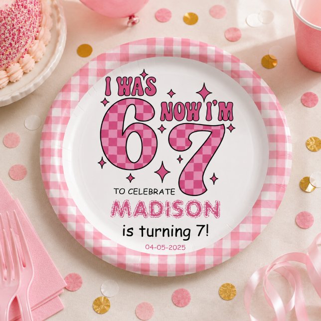 Assiettes En Carton Anniversaire drôle de 7 ans | Fête “J'avais 6 ans, (Funny 7th Birthday | “I Was 6, Now 7” Party Paper Plates
)