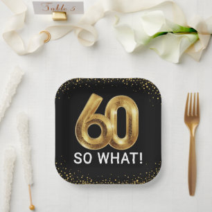 Assiettes En Carton Anniversaire Drôle Golden 60 So What Fête