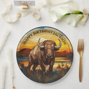 Assiettes En Carton Anniversaire du buffle d'eau africain