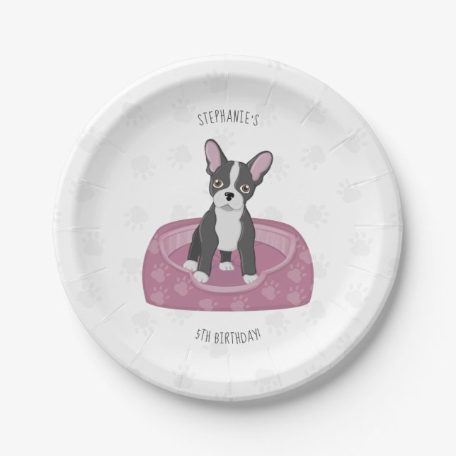 Assiettes En Carton Anniversaire du Bulldog français (Devant)