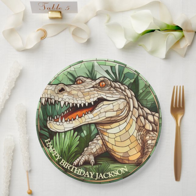 Assiettes En Carton Anniversaire du crocodile africain (Mariage)