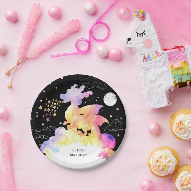 Assiettes En Carton Anniversaire du dragon enchanté pour enfants (Fête)