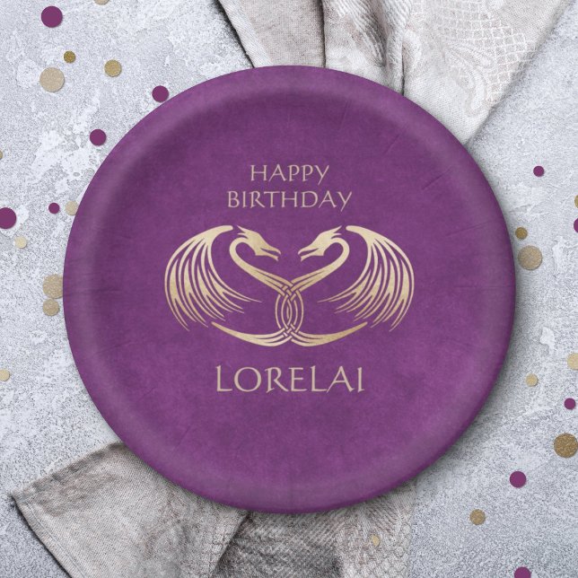 Assiettes En Carton Anniversaire du dragon viking celtique (Créateur téléchargé)