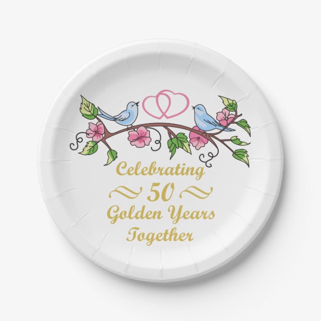 Assiettes En Carton Anniversaire du Mariage d'or (Devant)