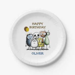 Assiettes En Carton Anniversaire du Monster