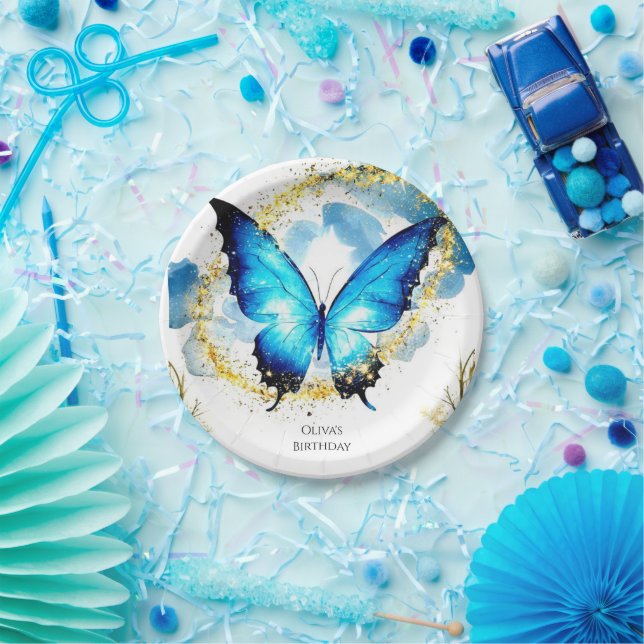 Assiettes En Carton Anniversaire du papillon Pastel Boho (Fête)