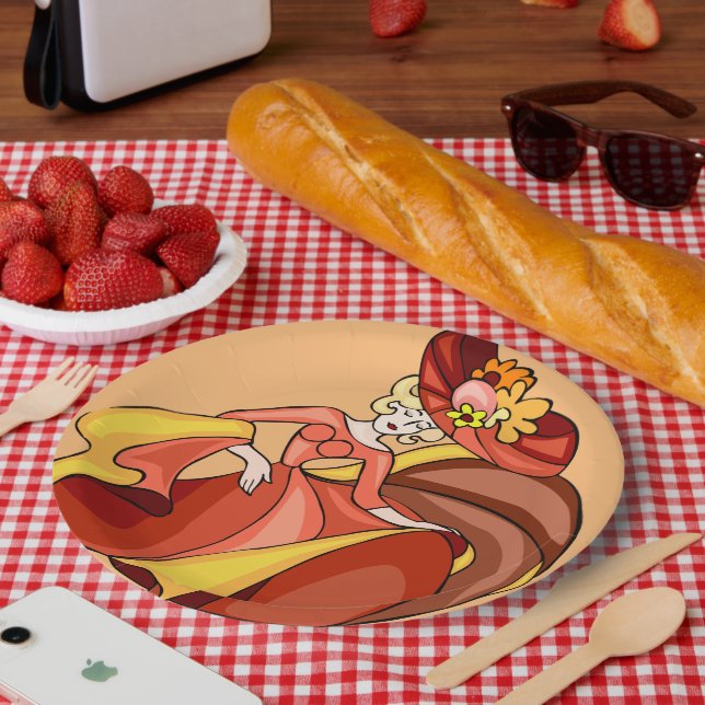 Assiettes En Carton Anniversaire du personnage de Danseuse chic comiqu (Pique-nique)