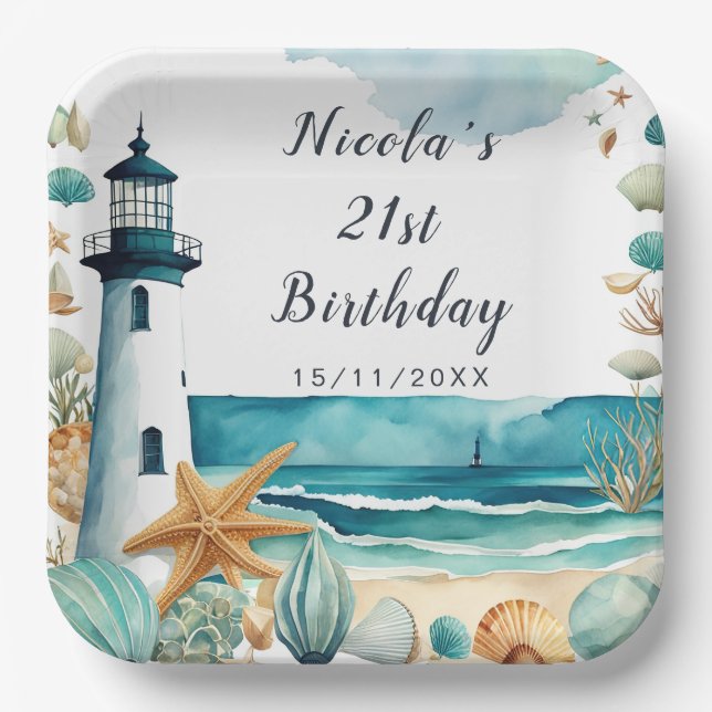 Assiettes En Carton Anniversaire du phare nautique (Recto)