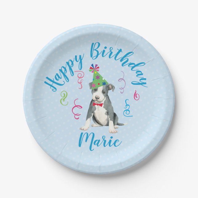 Assiettes En Carton Anniversaire du Pit Bull Terrier (Devant)