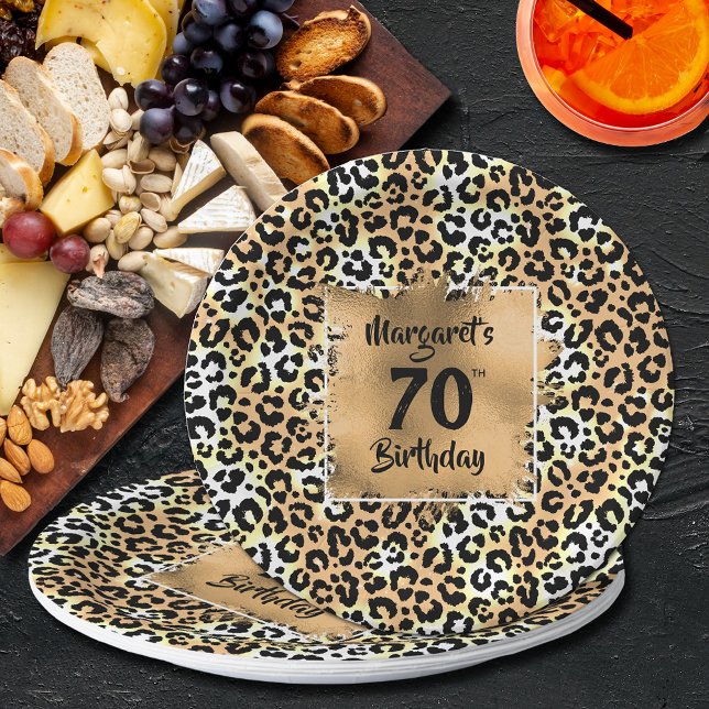 Assiettes En Carton Anniversaire du Poster de animal léopard (Créateur téléchargé)