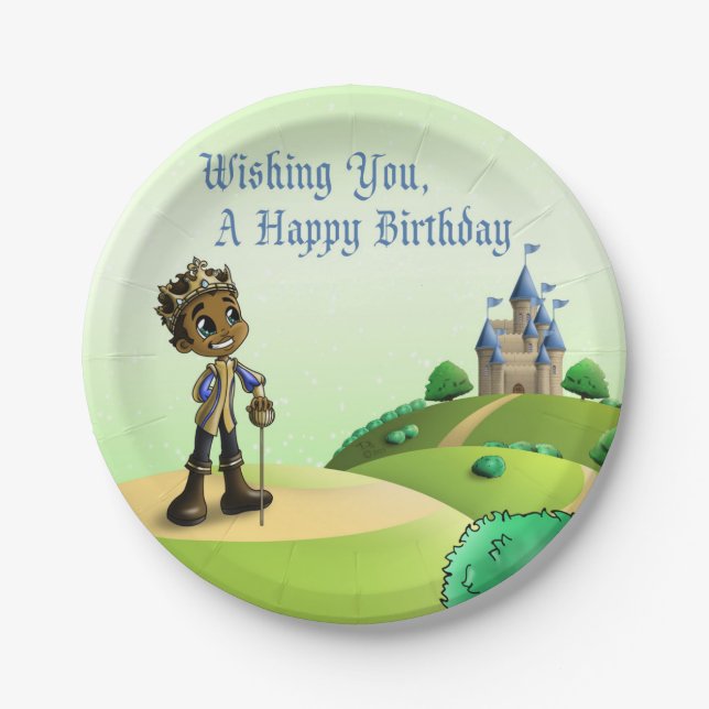 Assiettes En Carton Anniversaire du prince afro-américain (Devant)