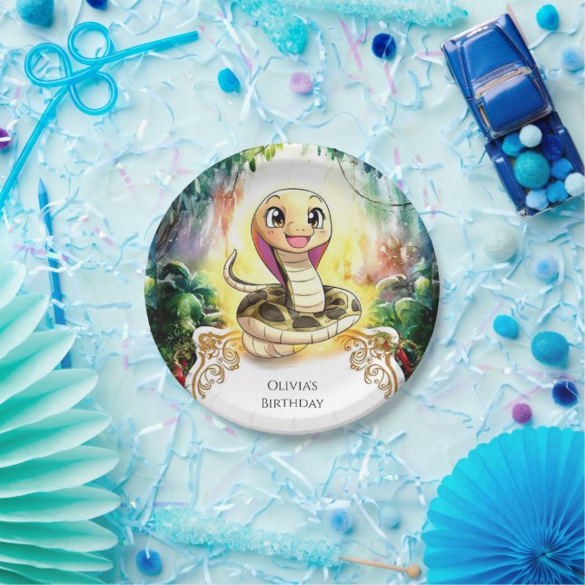 Assiettes En Carton Anniversaire du serpent Boho Kids (Fête)