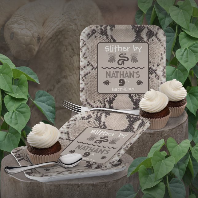 Assiettes En Carton Anniversaire du serpent poster de animal (Créateur téléchargé)