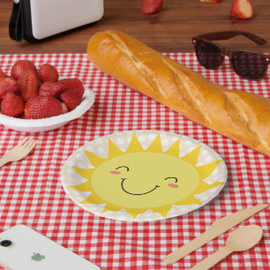 Assiettes En Carton Anniversaire du soleil souriant