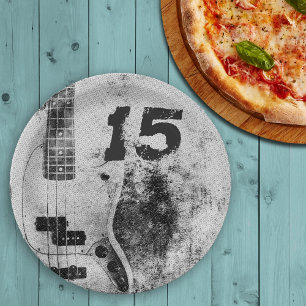 Assiettes En Carton Anniversaire d'un fils adolescent Grunge Guitar