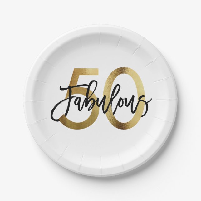 Assiettes En Carton Anniversaire élégant moderne fabuleux d'or de | (Devant)