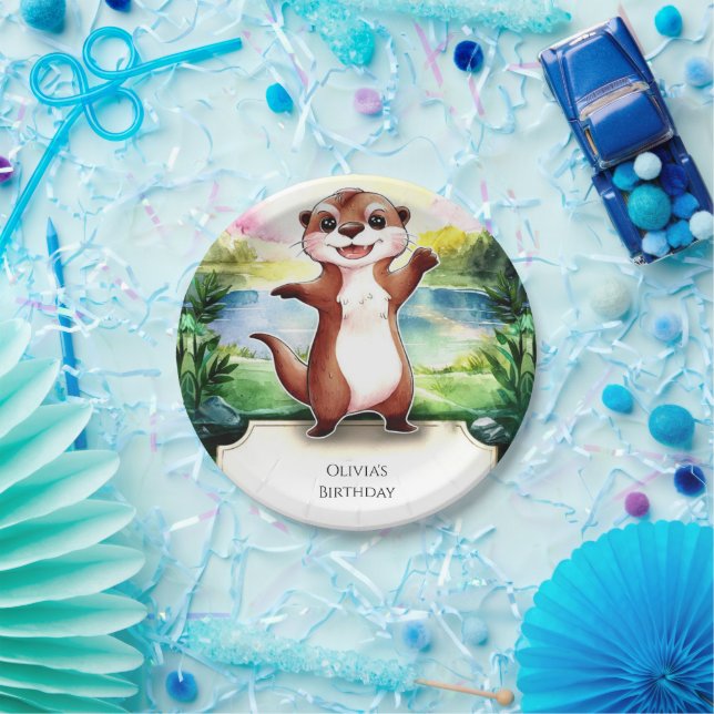 Assiettes En Carton Anniversaire Enchanted Boho Otter (Fête)