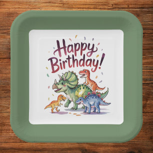 Assiettes En Carton Anniversaire Enfant Dinosaure