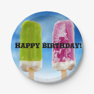 Assiettes En Carton Anniversaire Été Popsicle Plaque en Papier