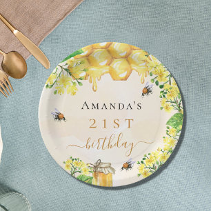 Assiettes En Carton Anniversaire fêter abeilles miel fleurs jaunes