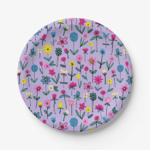 Assiettes En Carton Anniversaire Fleurs Lilas Enfants